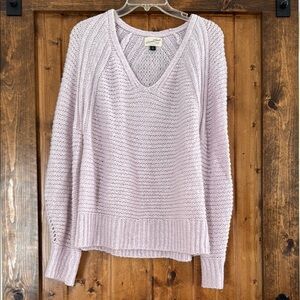 Purple V-Neck Sweater with Chunky Knit and Relaxed Fit
